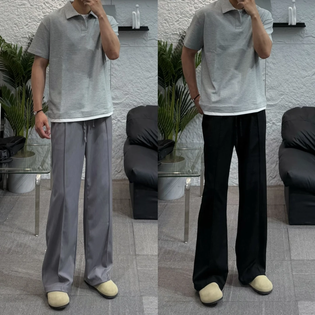 justkingdom小贾夏季cleanfit老钱风直筒拖地西裤百搭垂感休闲