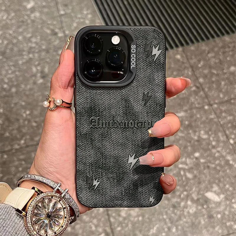 黑灰牛仔适用苹果16/15手机壳iphone14Promax17/13软12防摔11