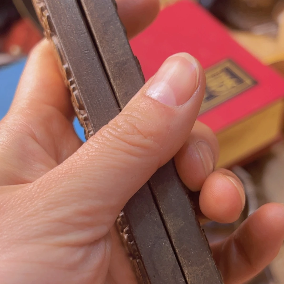 原矿风磨铜百福镇尺一对