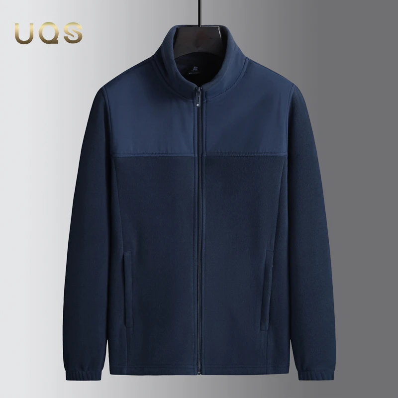 秋冬新款摇粒绒立领男士外套宽松大码休闲简约百搭款保暖抓绒上衣