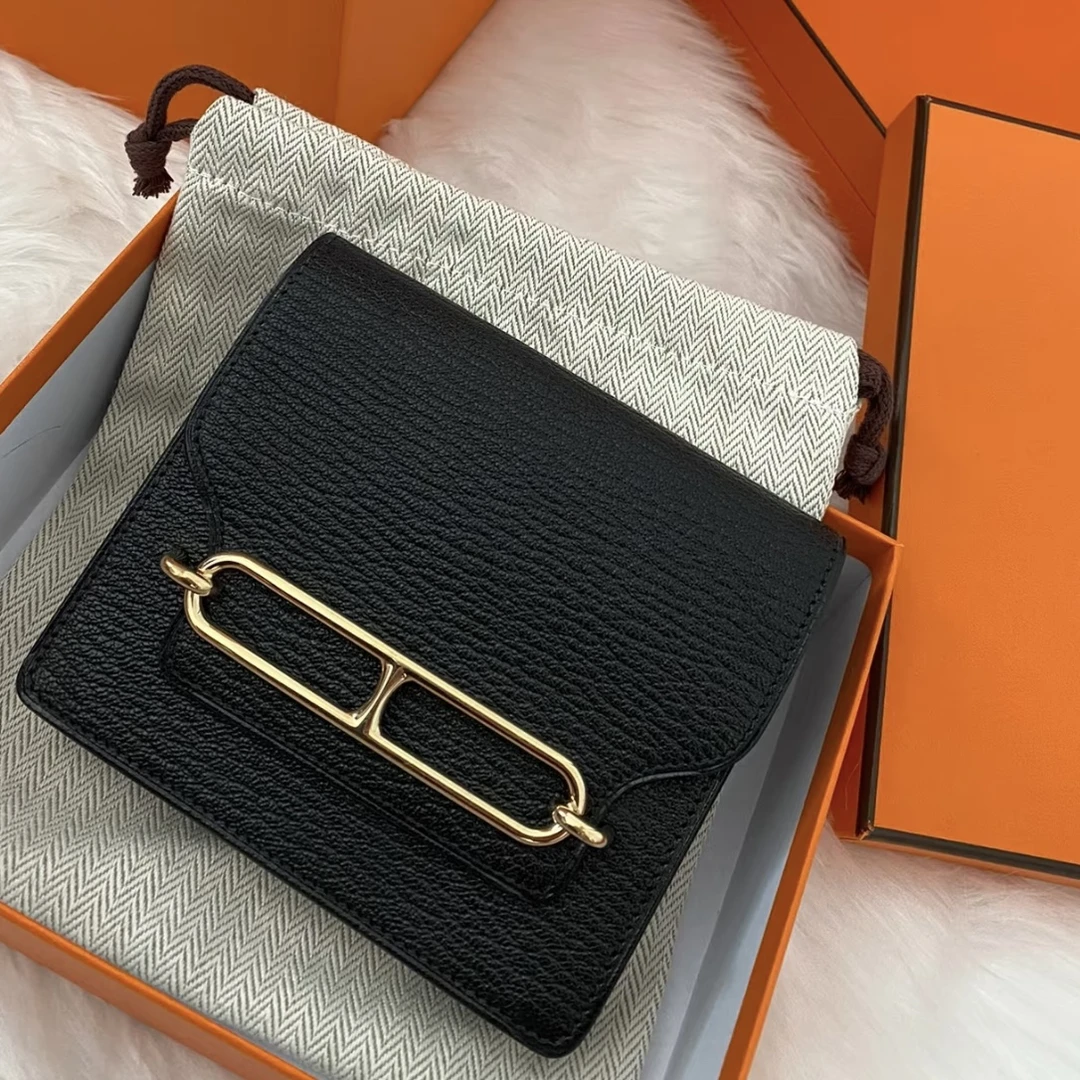 99新 Hermes/爱马仕 蓝总专场/ 黑金 猪鼻子slim Z刻 钱包