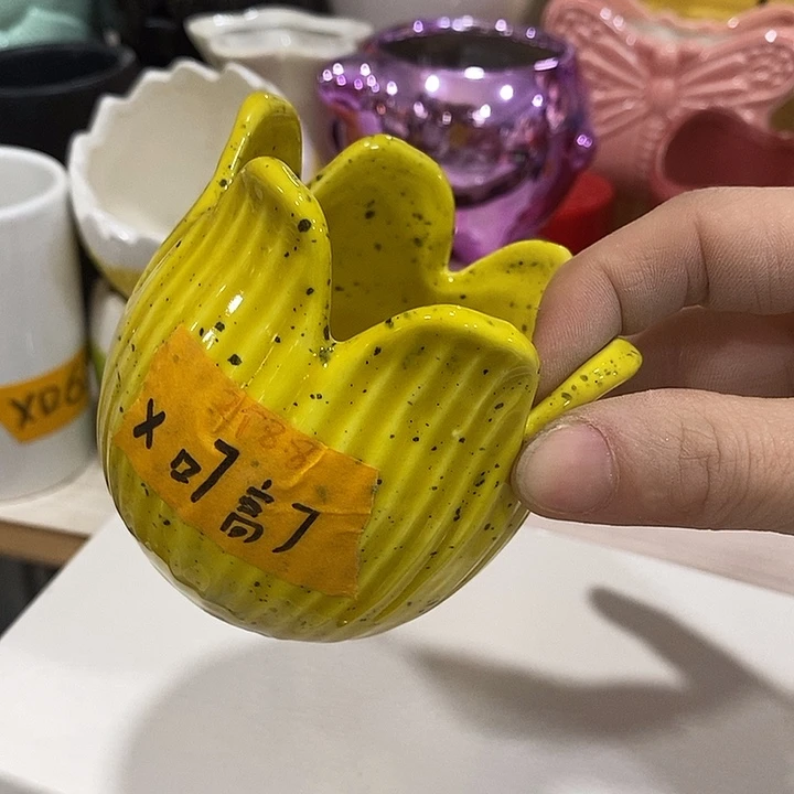 摆件陶陶盆有孔 瑕疵针孔漏釉介意勿拍外口 7外高7