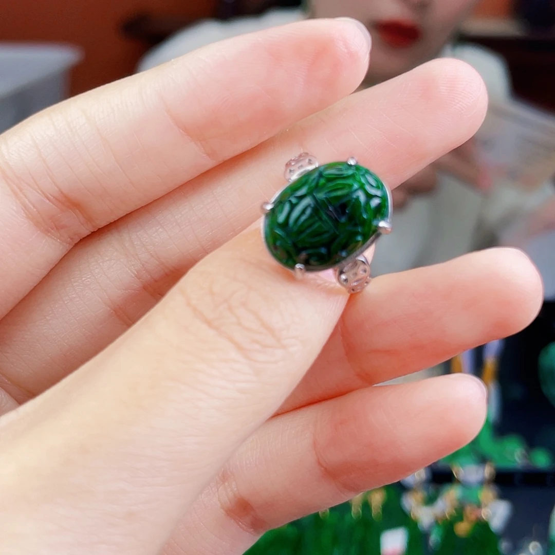 翡翠戒指银S925镶嵌