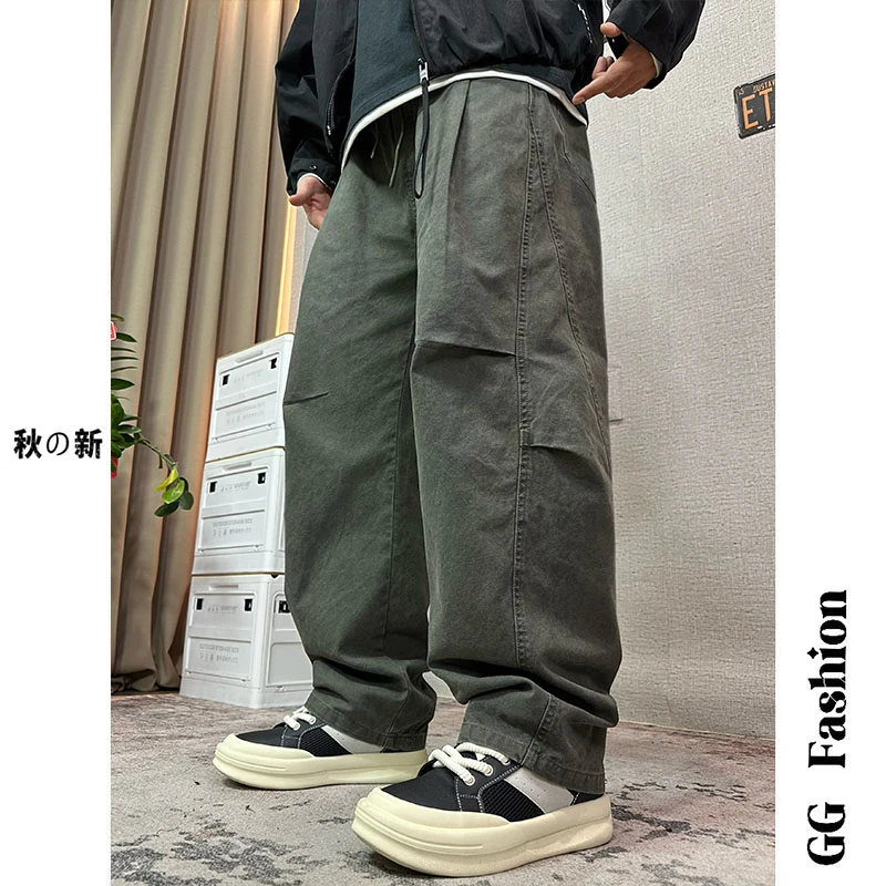 【cityboy】秋季纯棉弯刀工装裤男潮流宽松直筒百搭阔腿休闲裤大码