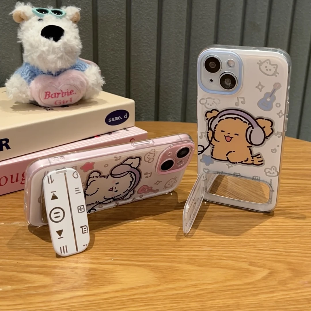 雅天立音乐小狗支架适用苹果16手机壳iPhone华为P70vivoppo小米15