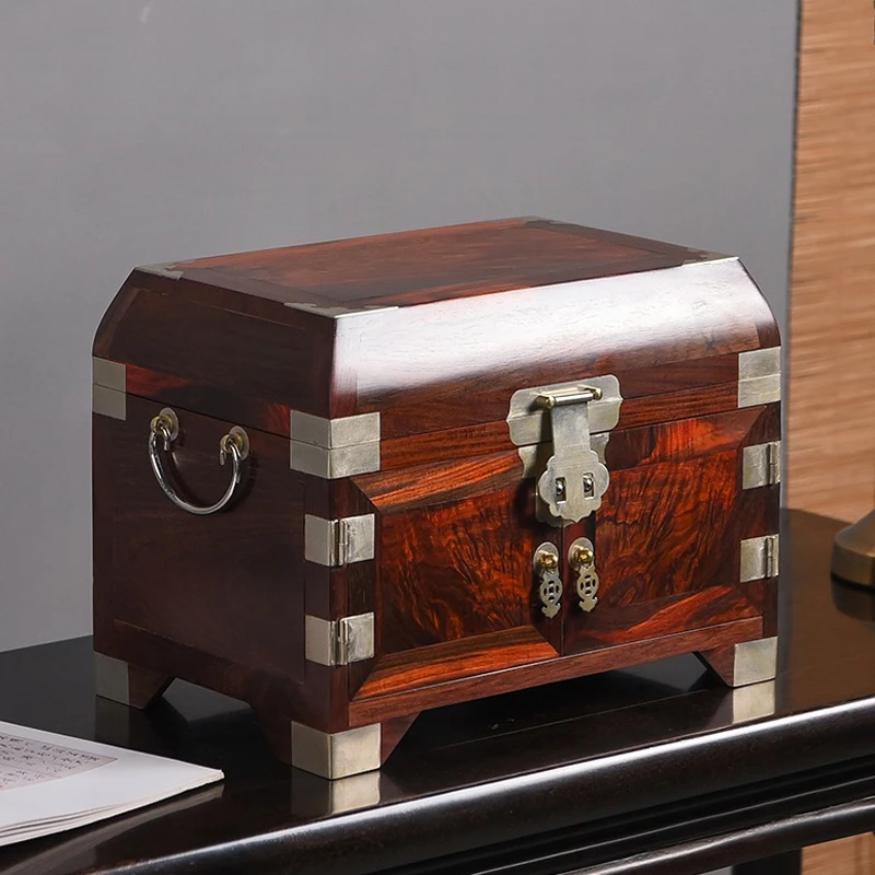 大红酸枝饰品盒首饰盒高档实木镜箱妆奁盒结婚饰品收纳盒珠宝箱