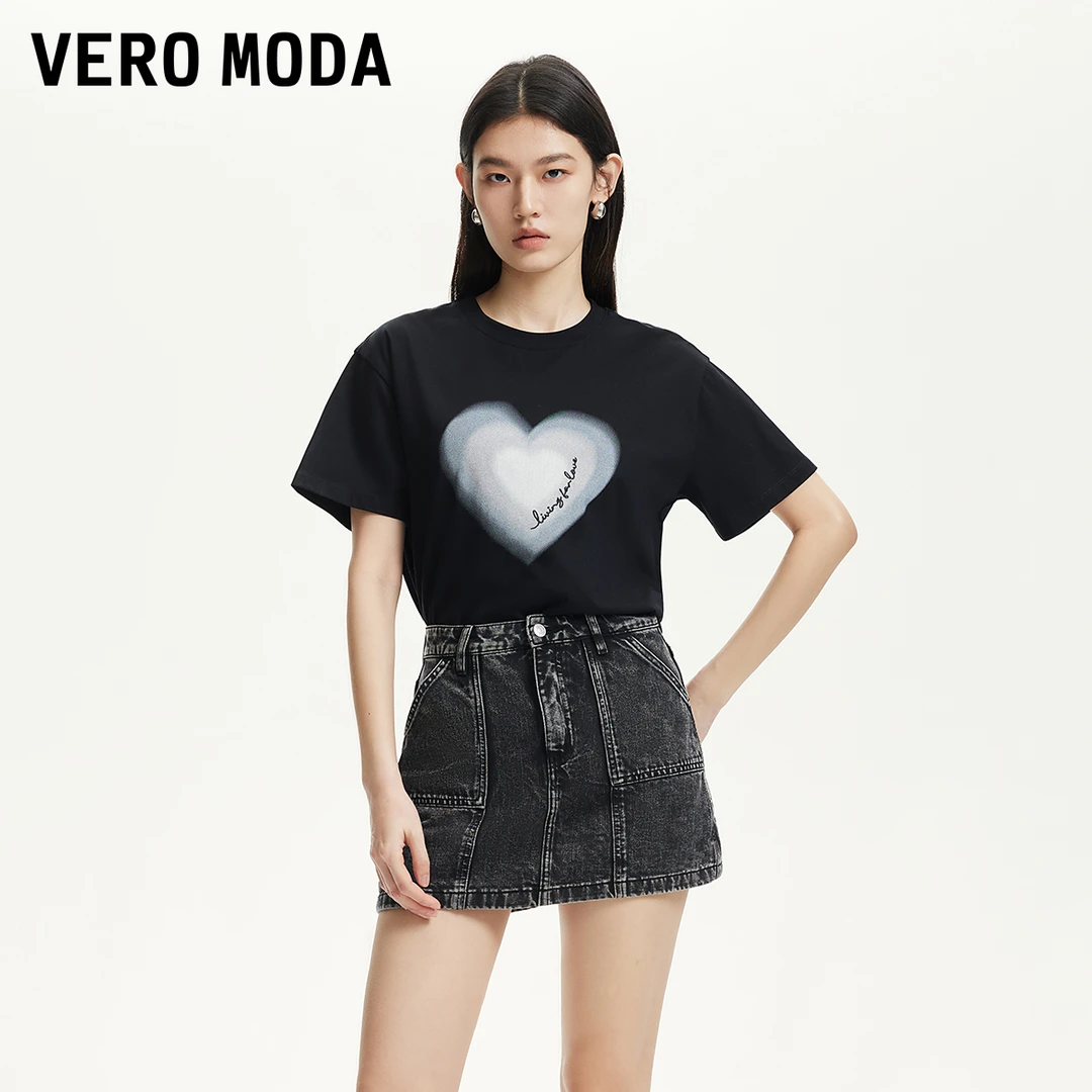 Vero Moda短裤女【时尚态度】高腰做旧水洗牛仔裙裤千金325143005