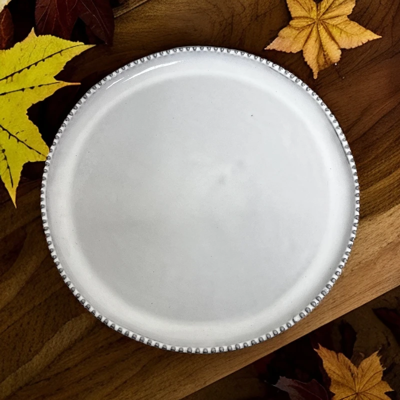 大盘陶瓷黑泥走珠异形牛排盘家用菜盘微瑕辣2437圆盘灰白浮雕微瑕