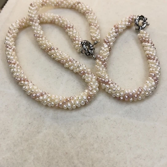 淡水珍珠银S925镶嵌颈饰