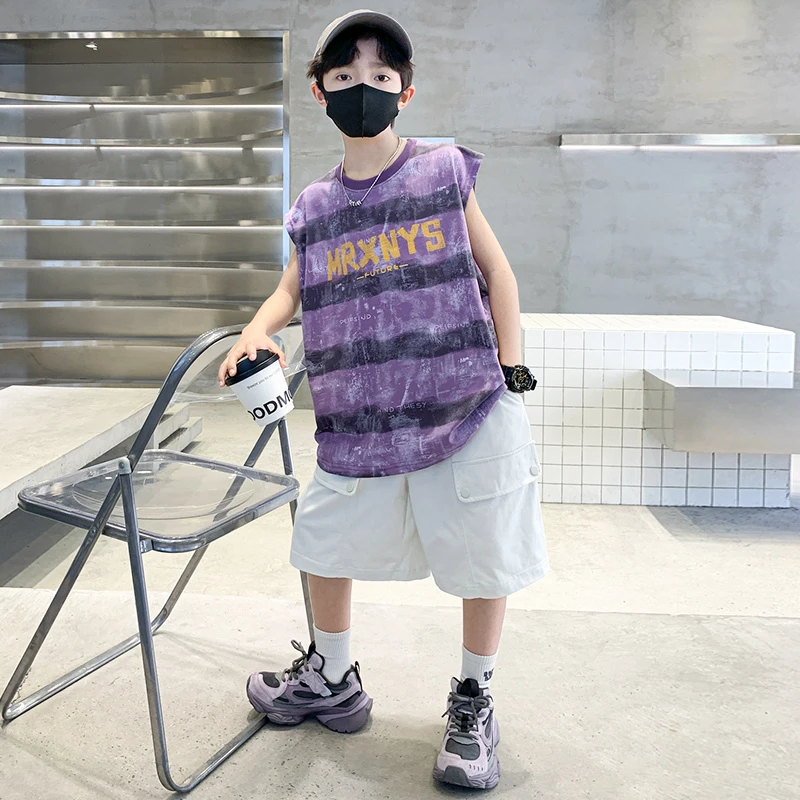 儿童装男童夏装套装2025新款夏季运动无袖款男孩夏款中大童酷帅潮