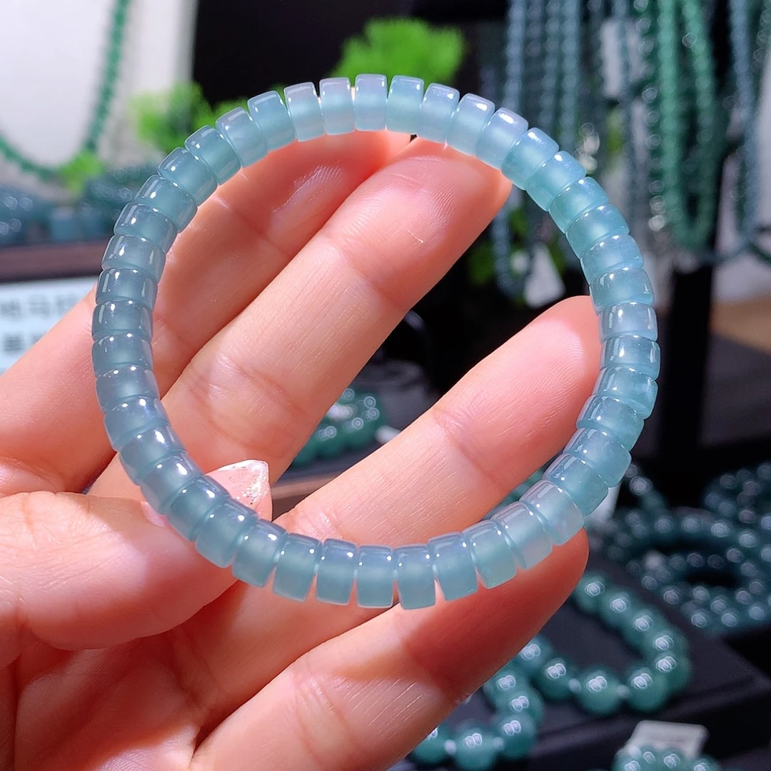 画***骨翡翠未镶嵌手链天然a货翡翠手串7