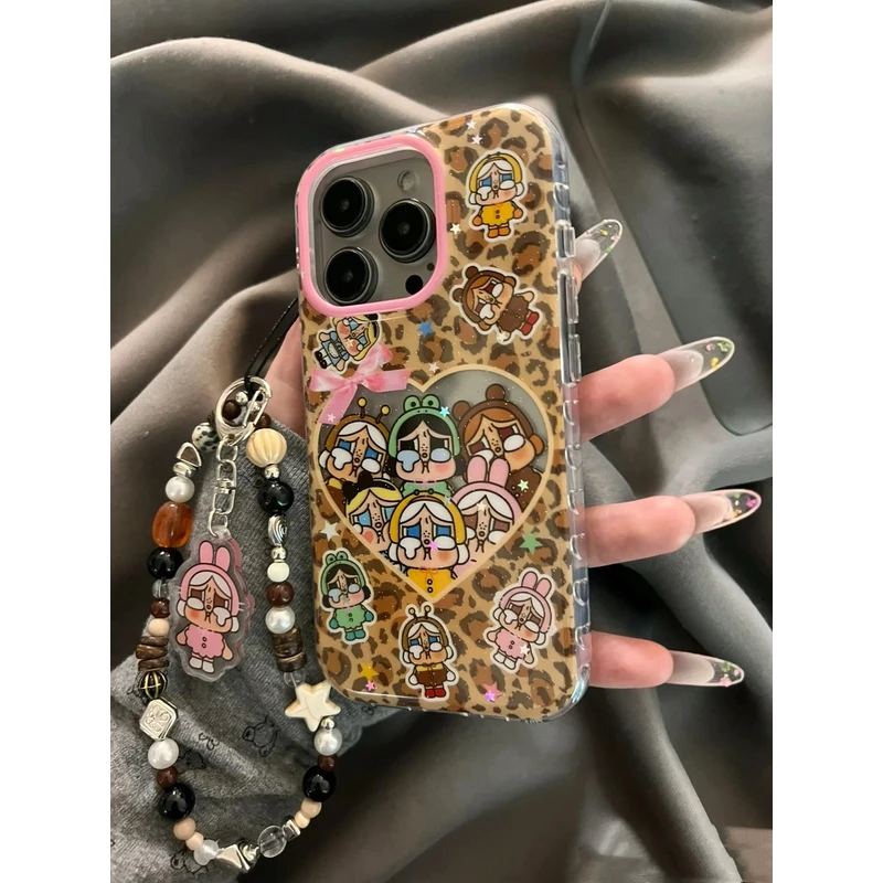 豹纹哭娃氛围感适用iphone16promax手机壳韩式15新款13/14pro少女