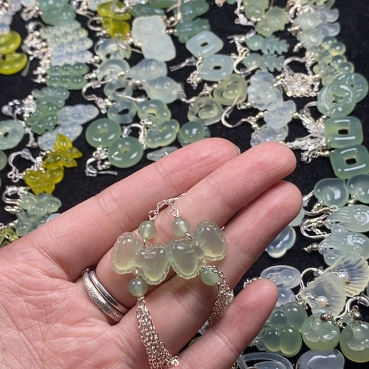 蛇纹石玉未镶嵌挂件耳饰耳环项链