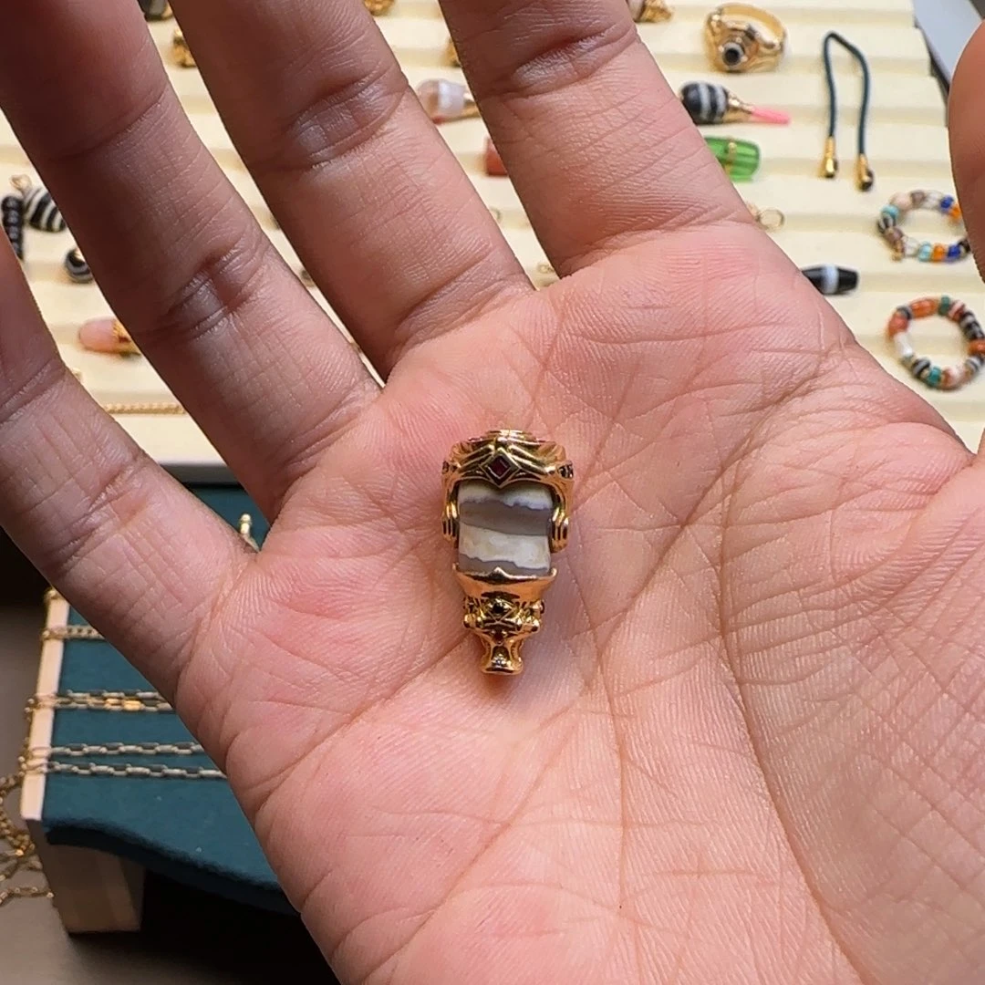 22K金镶嵌吊坠(不含链)玛瑙/玉髓11.3