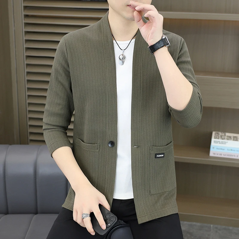 秋季高级感法式针织开衫外套男士时尚针织衫毛衣男装上衣25835