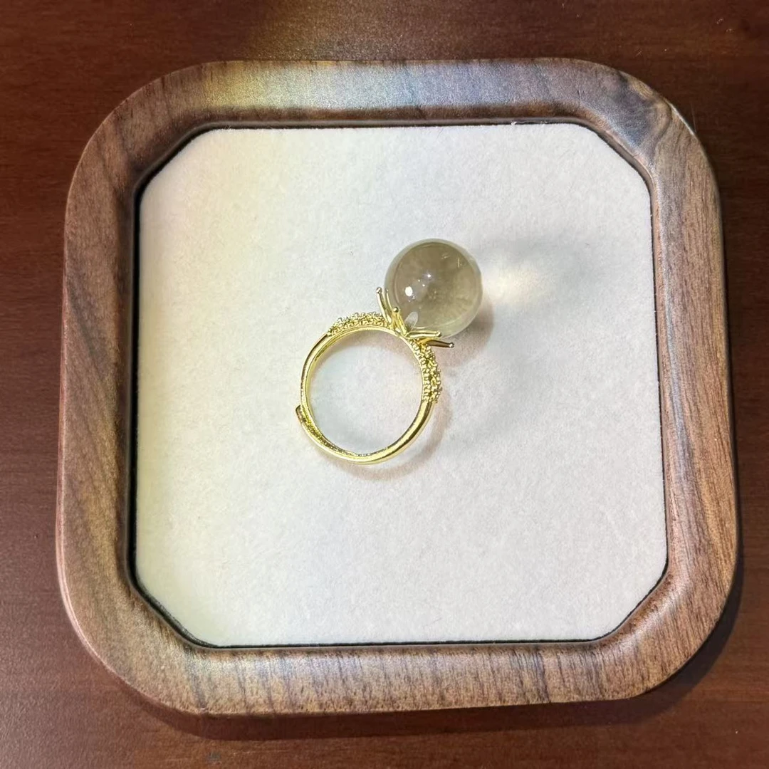 *鸽子蛋*天然黄水晶球戒指