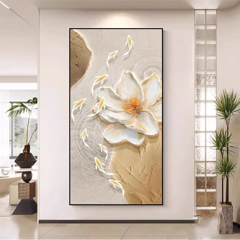九鱼图玄关装饰画现代入户走廊过道挂画高级感沙发背景墙壁画