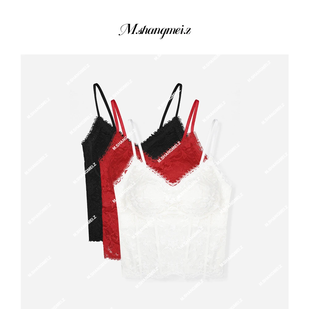 M.SHANGMEI.Z/沐熙【好性感！】美大哥复古法式蕾丝吊带背心X052541
