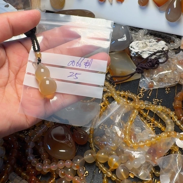 玛瑙/玉髓项链未镶嵌金*烂0066