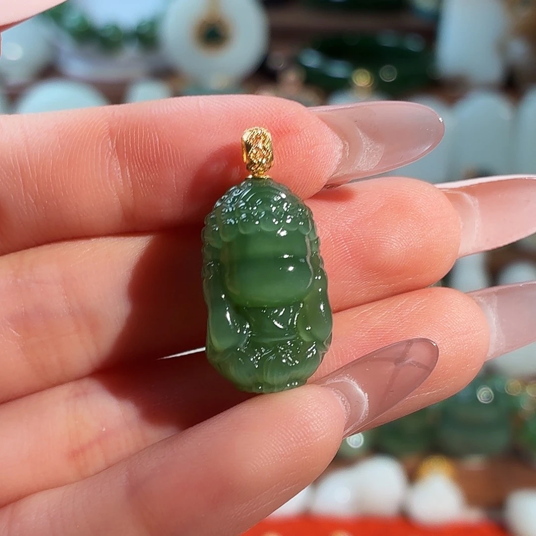 和田玉18K金镶嵌颈饰T