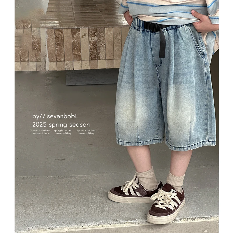 【现货】童装男童牛仔短裤2025夏款新款中大童夏装儿童夏季五分裤