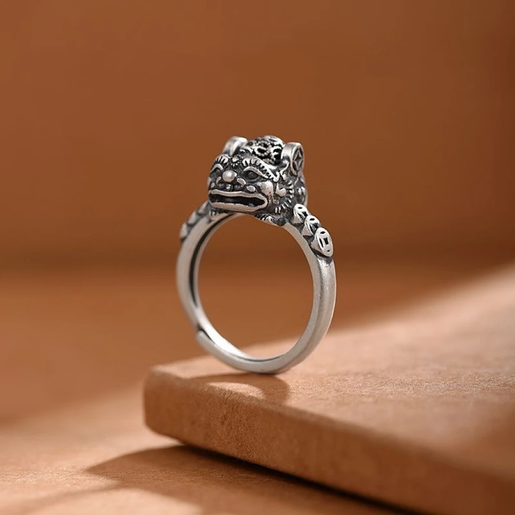 【七夕献礼】貔貅可转动戒指创意做旧工艺国潮民族风指环商品图