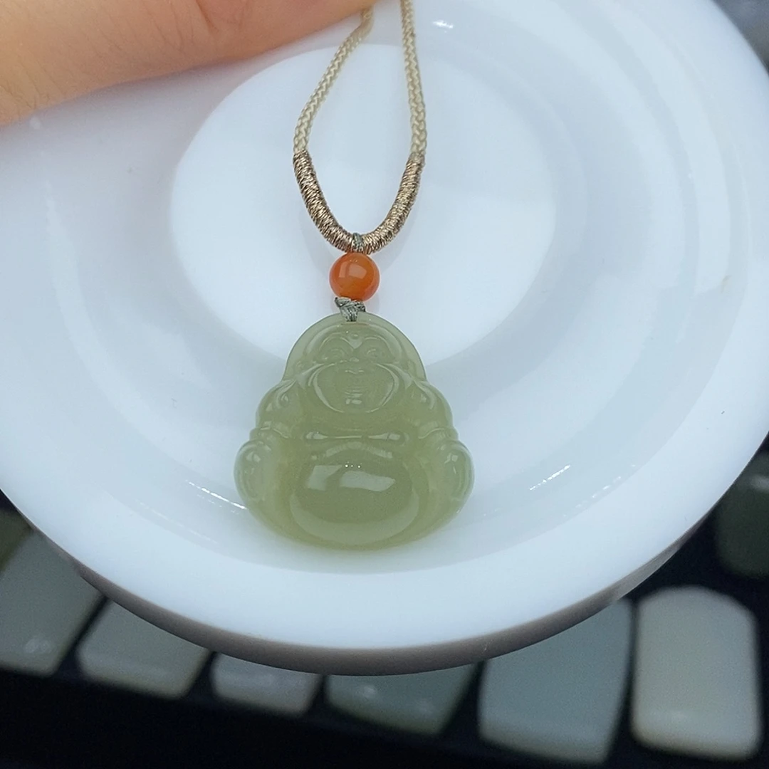 和田玉未镶嵌颈饰25厚佛