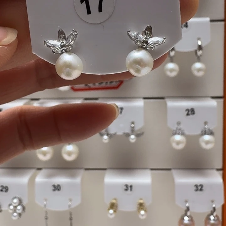 耳饰淡水珍珠银S925镶嵌