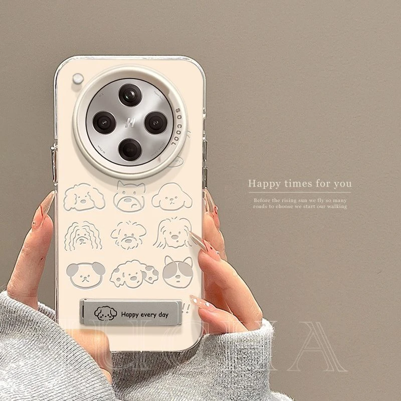 简约镂空小狗适用oppofindx8s+手机壳支架背贴OPPOfindx8ultra女