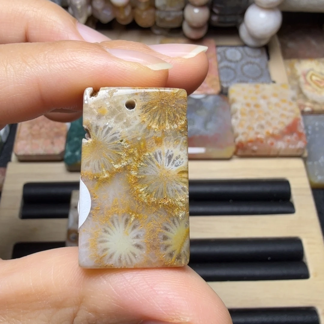 硅化玉未镶嵌玉透 咖色大花，有骨骼