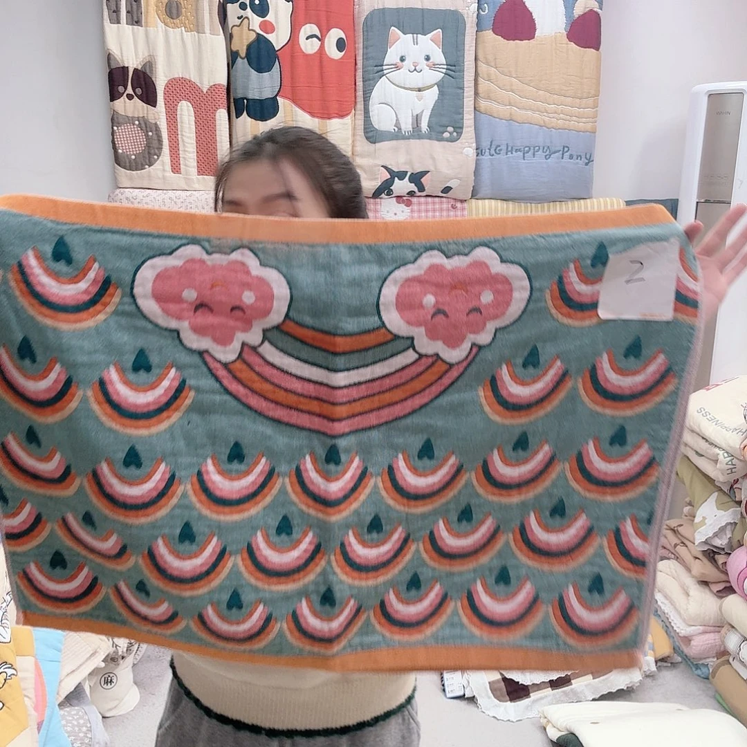 棉花孤品全棉枕巾彩虹