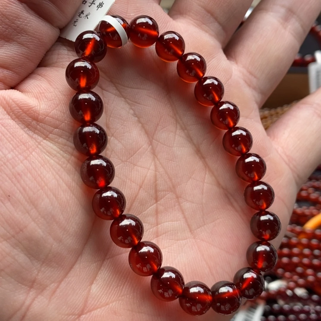 未镶嵌手链石榴石8.5mm收藏级橙红色