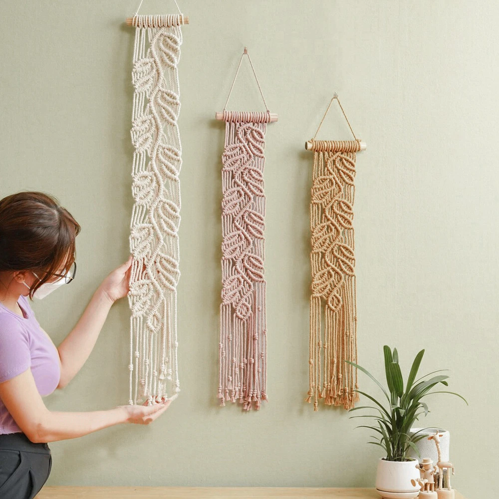 新款ins棉绳手工编织树叶挂毯波西米亚挂饰家居装饰壁挂编织挂毯
