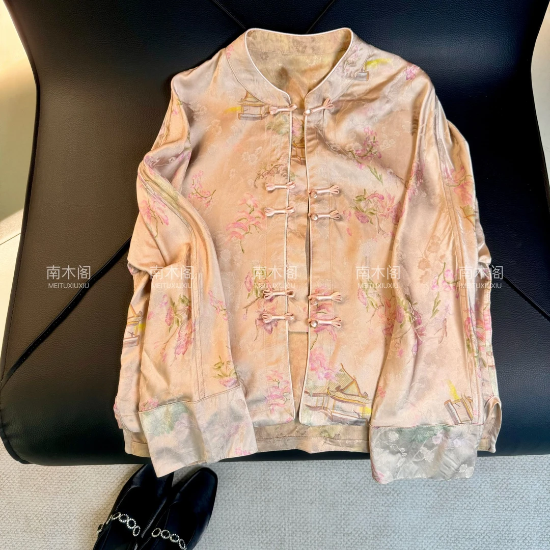 (亭台雅韵)2025新款蝶影唐装女短外套新中式外套宽松型复设计师