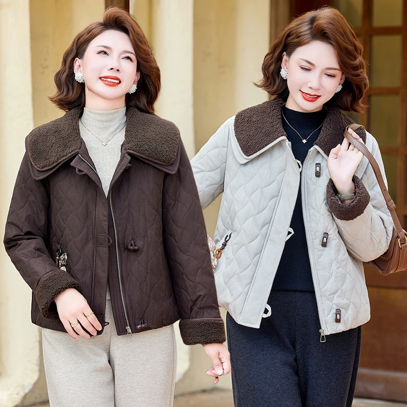 中年妈妈冬季新款洋气高贵棉衣遮肉显瘦气质宽松百搭棉服气质棉袄