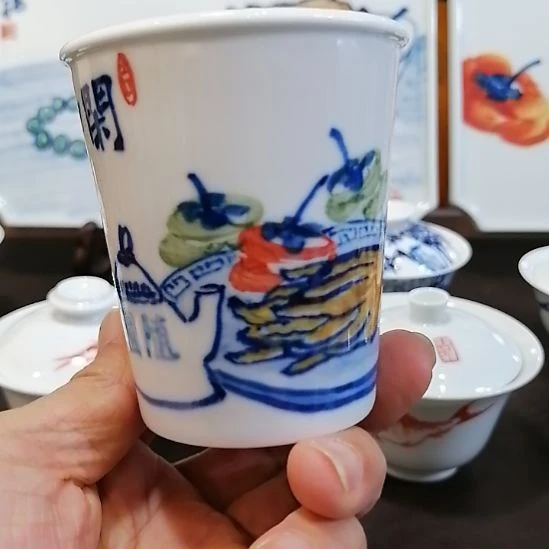 摆件陶景德镇陶瓷手绘可乐杯