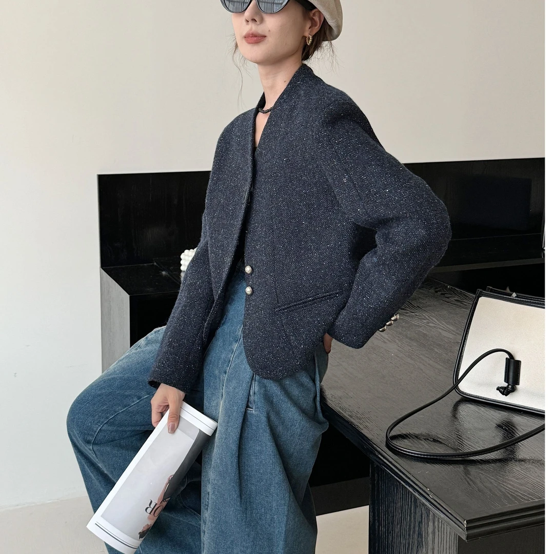 F-23铁片扣星空短款外套时尚复古