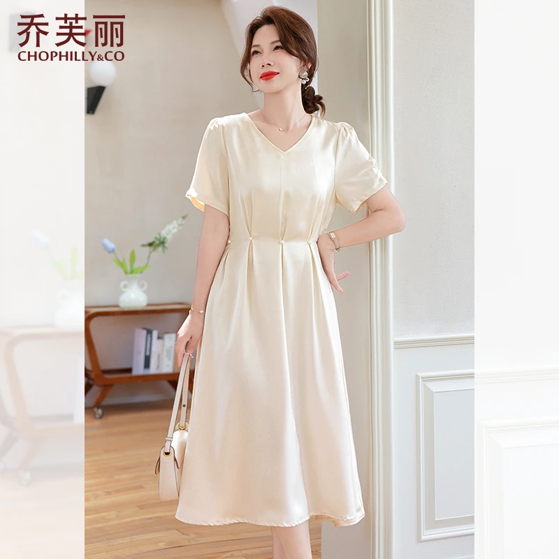 妈妈端庄大气夏装连衣裙年轻气质2025新款中年女夏季洋气短袖裙子