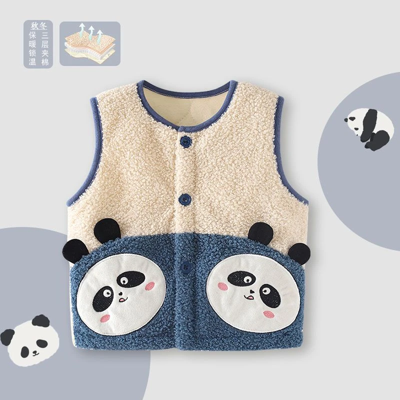 春秋冬装婴儿衣服儿童小孩宝宝坎肩马甲加珊瑚绒马夹背心外穿保暖