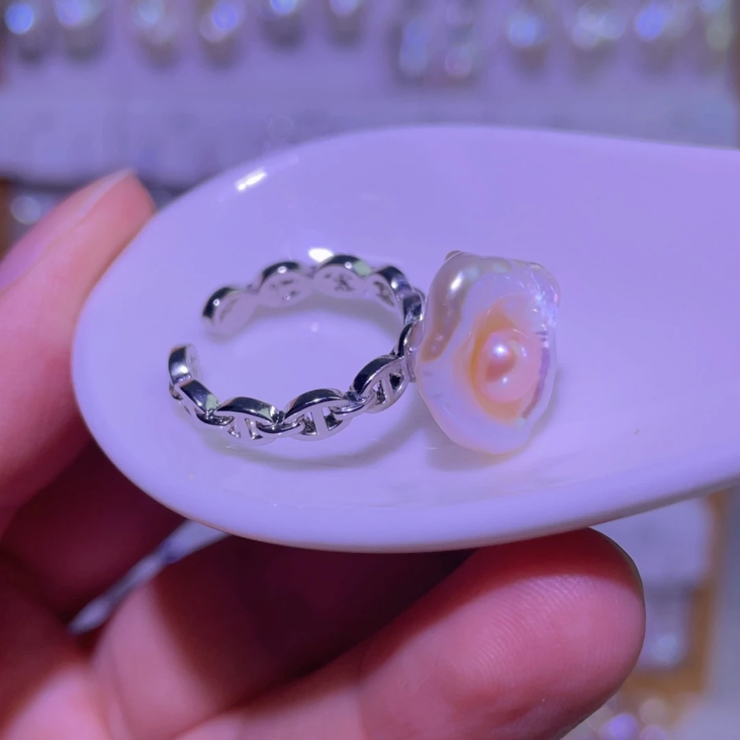 淡水珍珠天然淡水珍珠吊坠银S925镶嵌