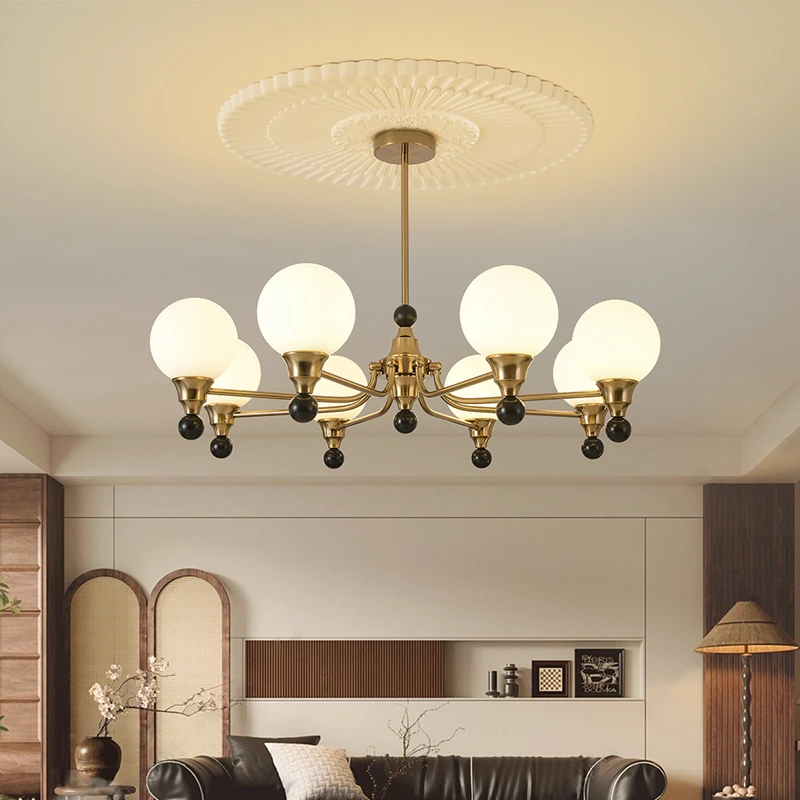 法式中古风客厅吊灯新款美式复古卧室餐厅灯具轻奢高级感魔豆灯具