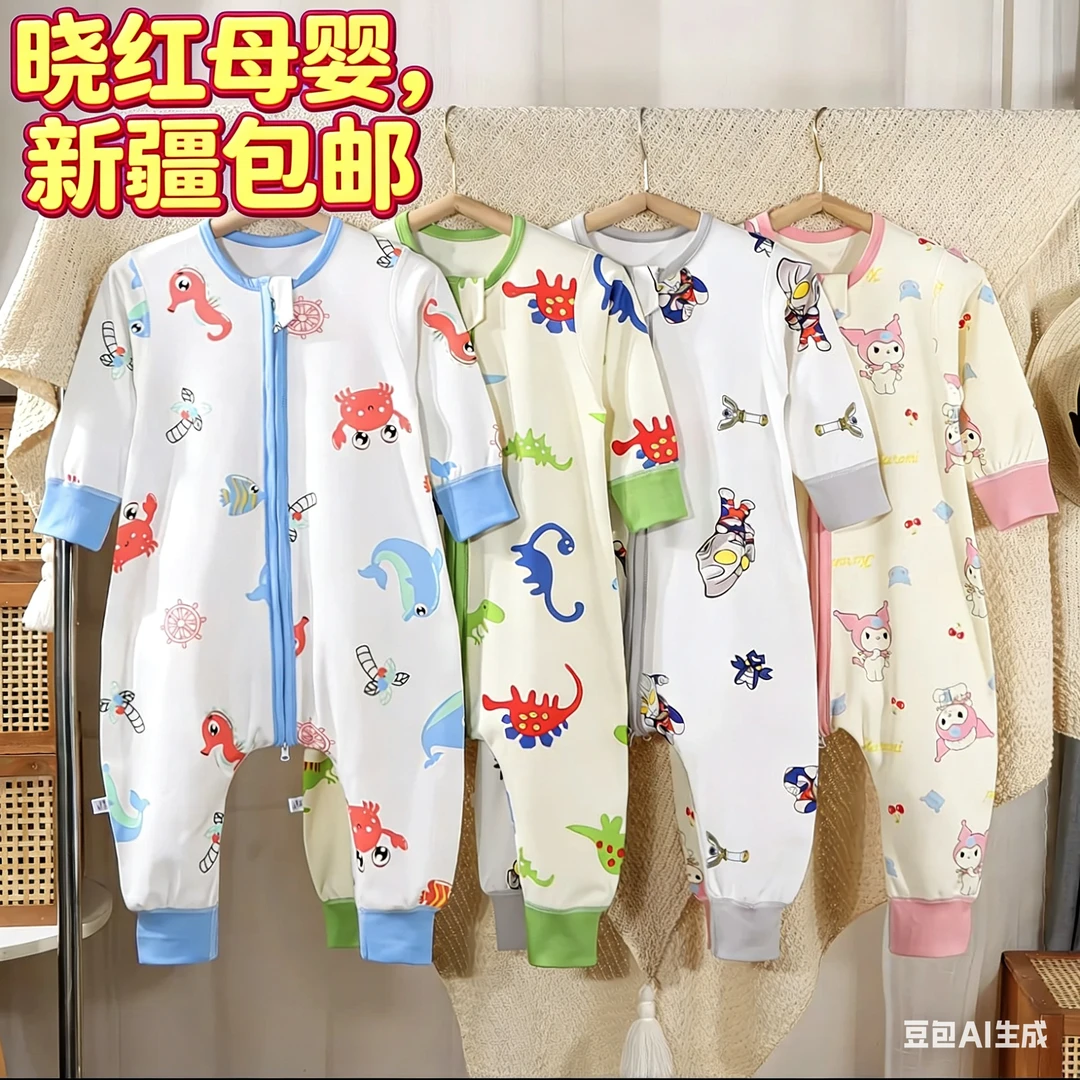 睡袋多款男宝女宝单层长袖套头拉链轻薄透气