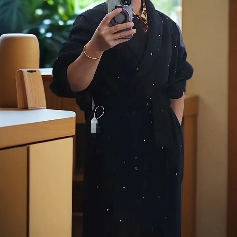 （悦己黑色服装优品）风衣时尚洋气轻奢显瘦外套中长款收腰秋冬气质