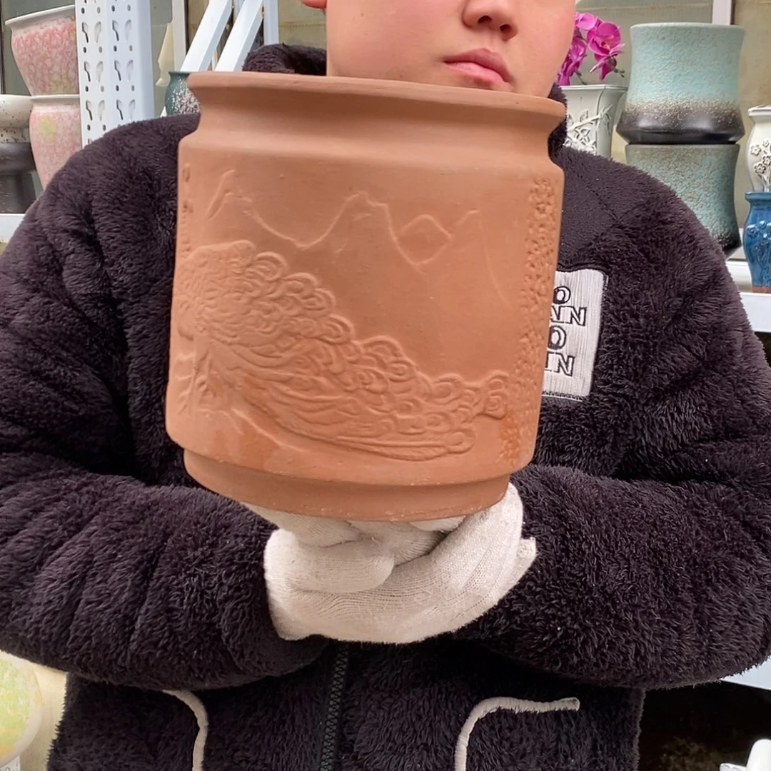 花盆紫砂口20高20瑕疵