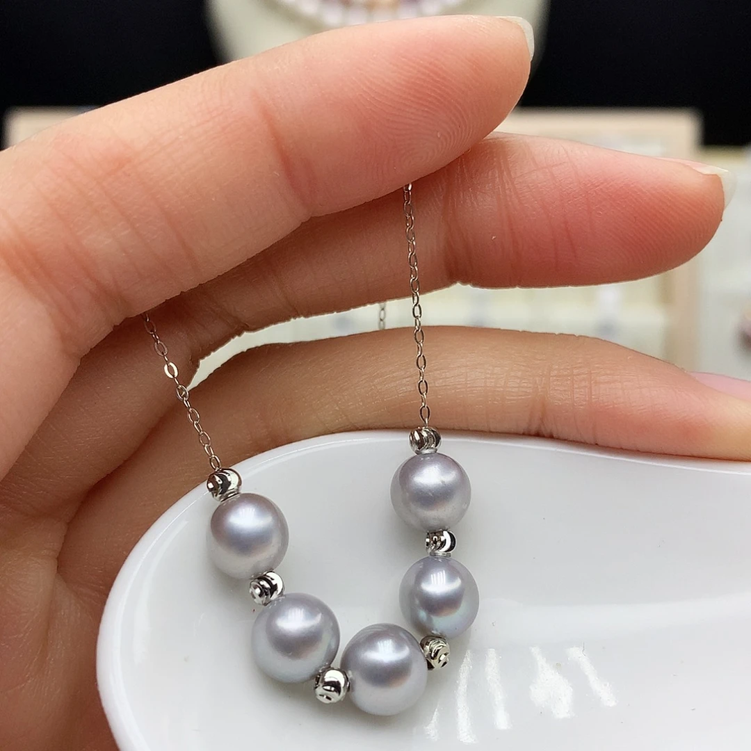 淡水珍珠银S925镶嵌颈饰