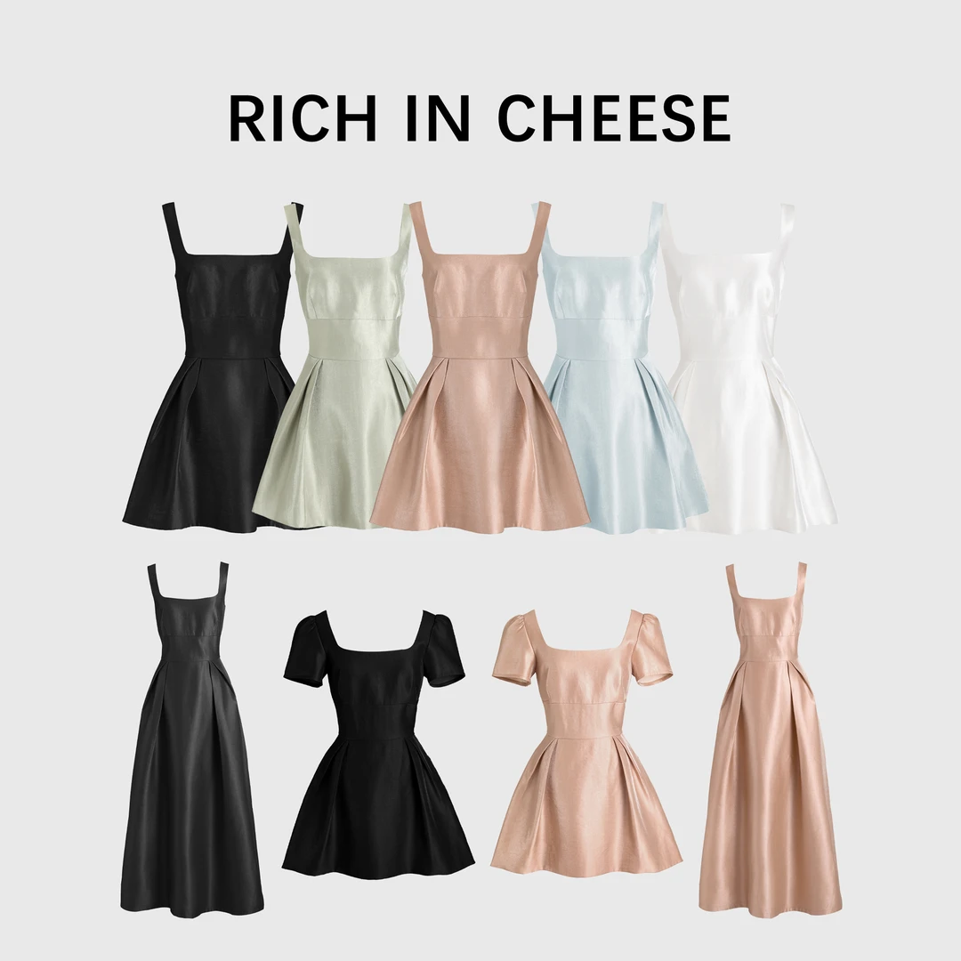 RICHINCHEESE 矜贵女主【系列合集】 仿丝毛亮光细闪面料纯色连衣裙