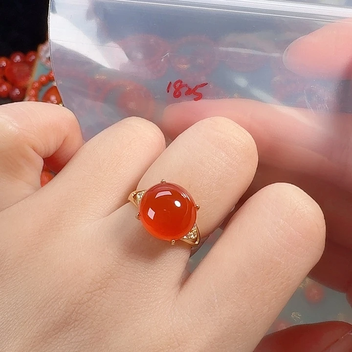 南红玛瑙银S925镶嵌戒指