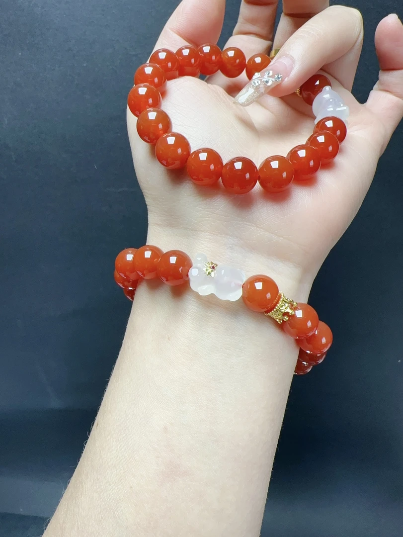 原创纯天然红玛瑙手串（多样性发货拍一发其一）