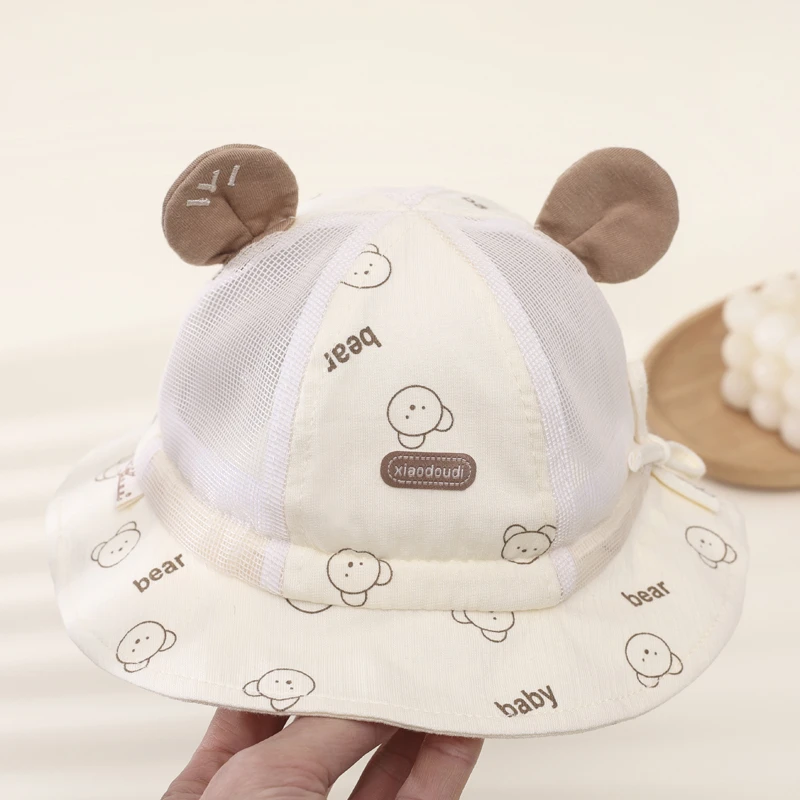 婴儿帽子春夏季薄款宝宝男网格渔夫帽外出遮阳防晒帽新生儿太阳帽