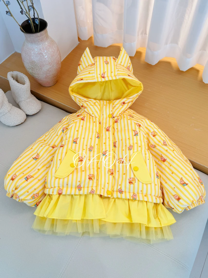 OAOH2025新款卡通女中大童时尚休闲棉服洋气夹棉连帽棉服W8660